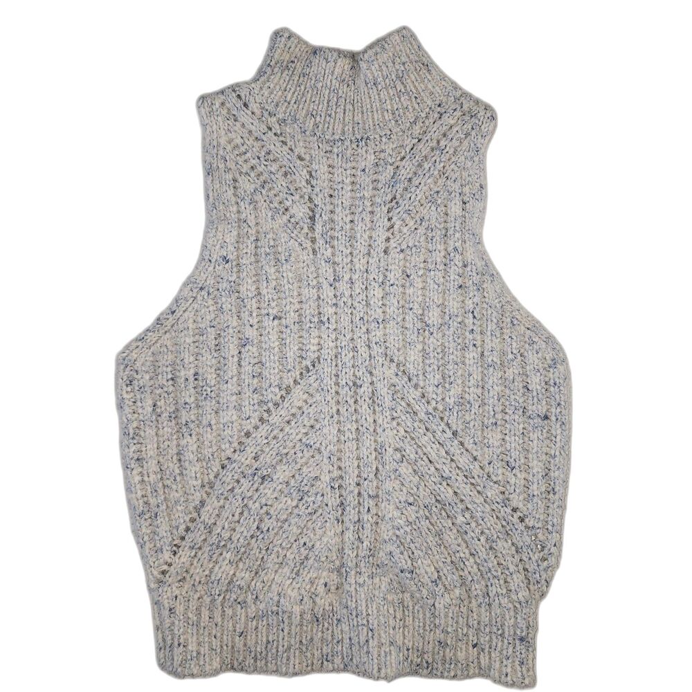 Anthropologie Grey Sleeveless Mock Neck Knit Sweater Vest Sz M